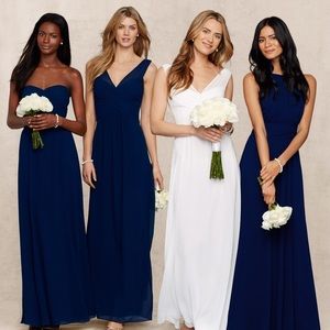 Ralph Lauren Navy Blue Chiffon Floor Length Dress